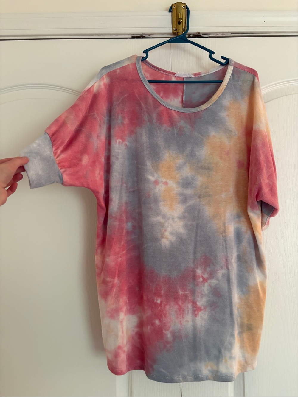 First Love Tie-Dye Short Sleeve Tee in Pink, Gray, Yellow